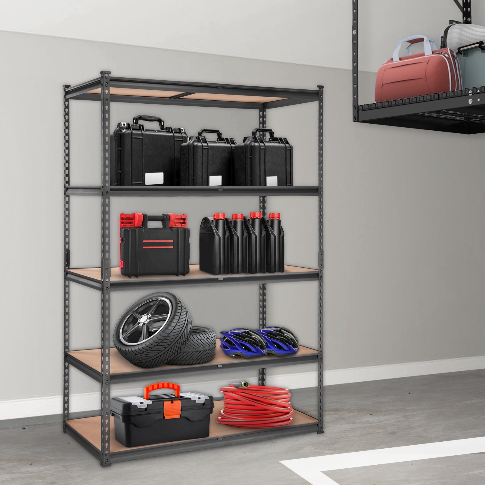 Heavy Duty Metal Storage Shelving Unit 5 Tier Adjustable Rack Black_voghion.com